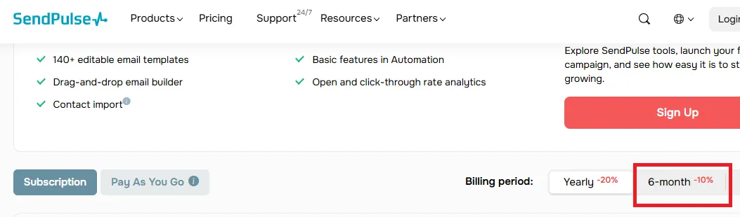 Sendpulse 10 percent off discount